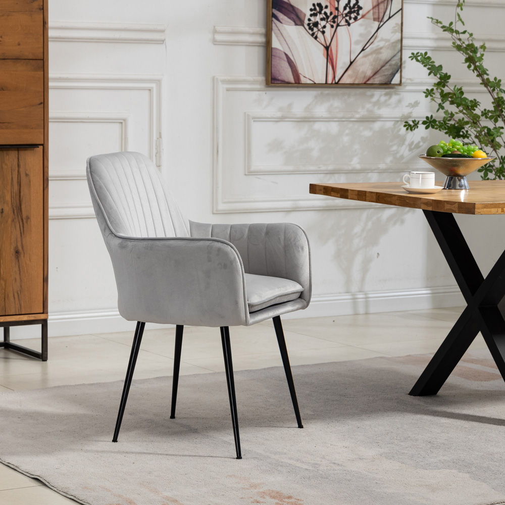 Artemis Home Carrara Set of 2 Silver Velvet Dining Chair Image 3