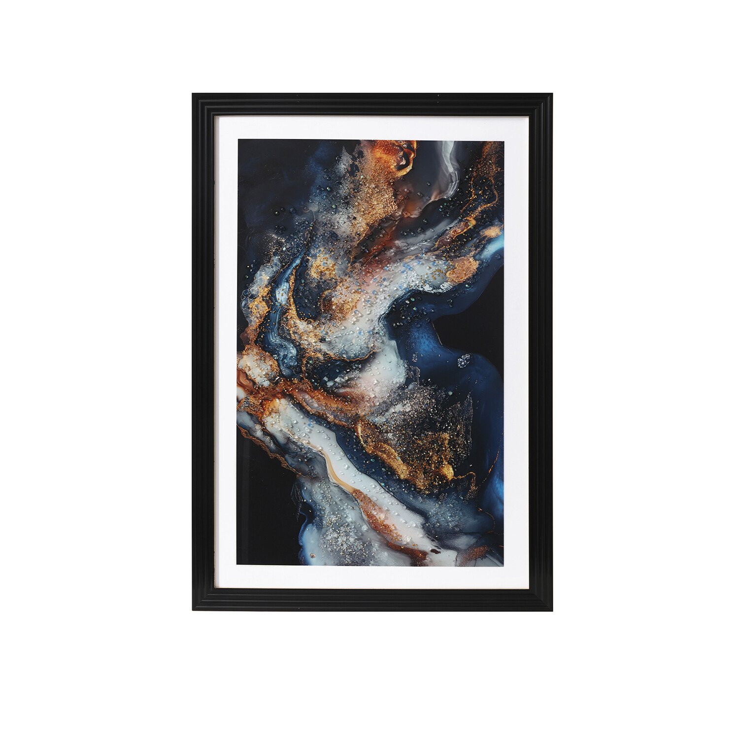 Marble Framed Art Blue and Gold Image 4