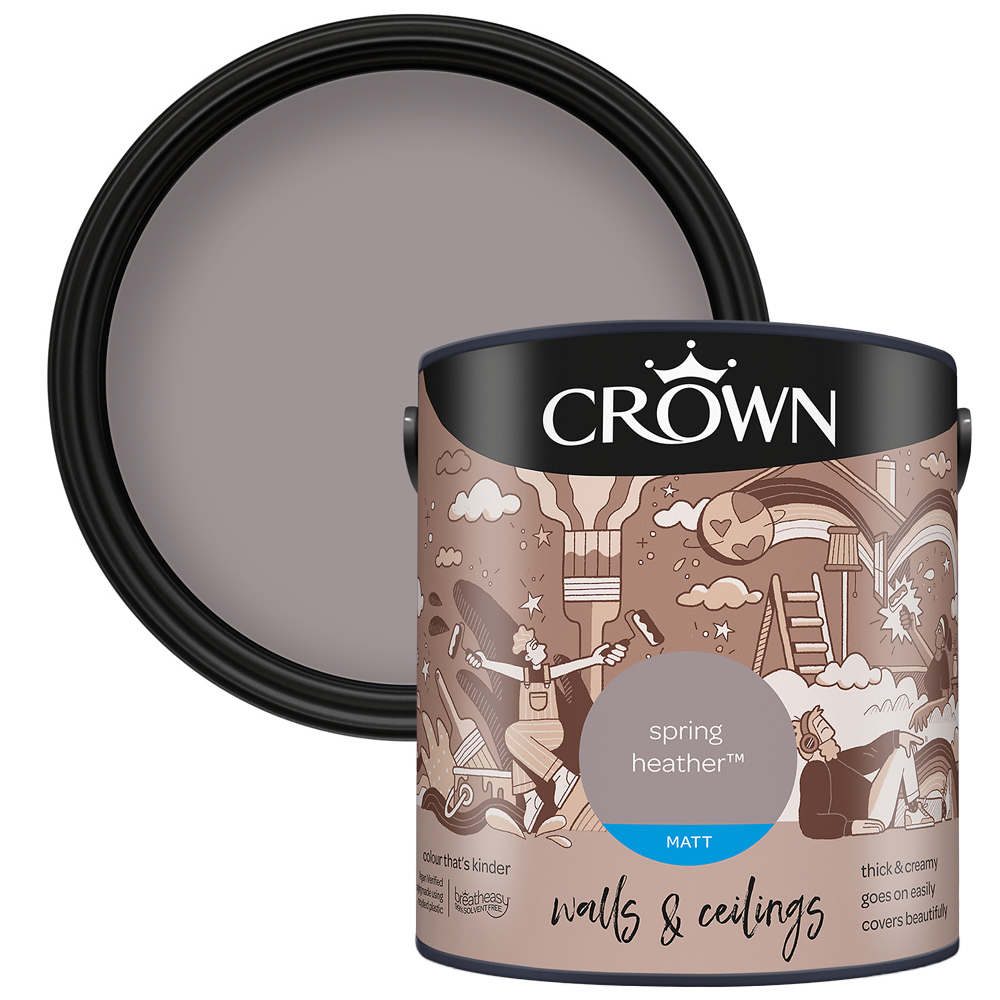 Crown Walls & Ceilings Spring Heather Matt Emulsion Paint 2.5L Image 1