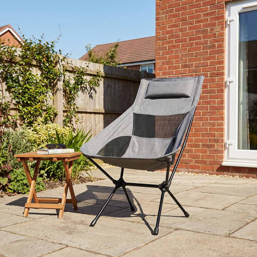 Active Sport High Back Camping Chair Grey and Black Image 2