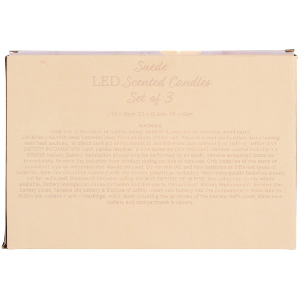 Set of 3 Suede LED Scented Candles White Image 5