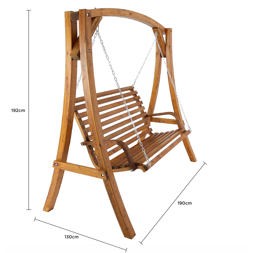 Charles Bentley 3 Seater Wooden Garden Swing Chair Image 9