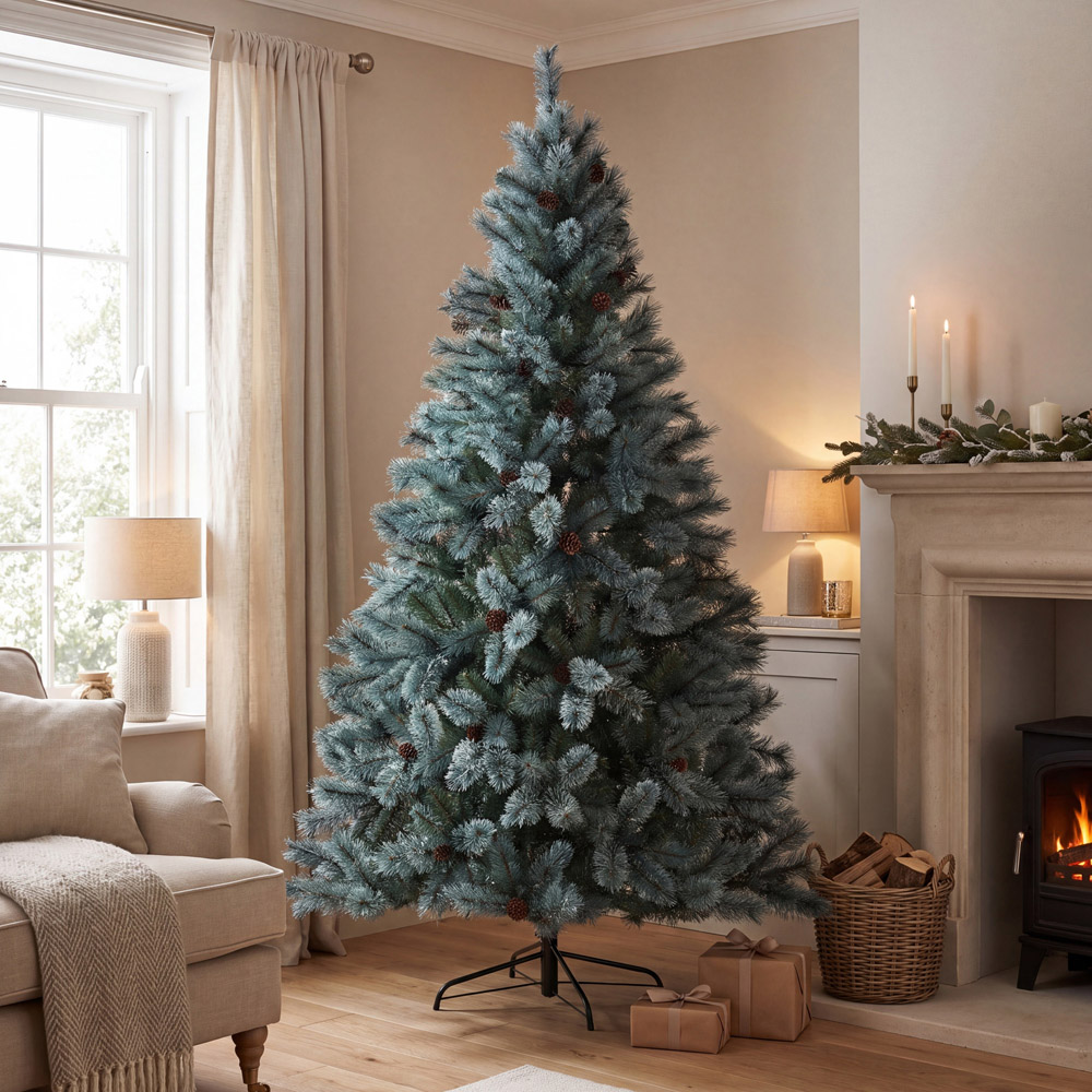 Bosk Heartwood Blue Pine Artificial Christmas Tree with Cones 7.5ft Image 2