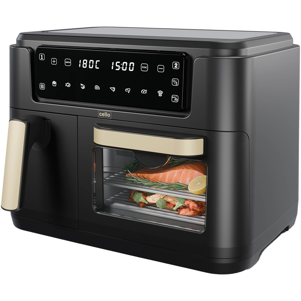 Cello CELLO-AF901A-BK Black Dual Zone Air Fryer Basket and Oven Image 3