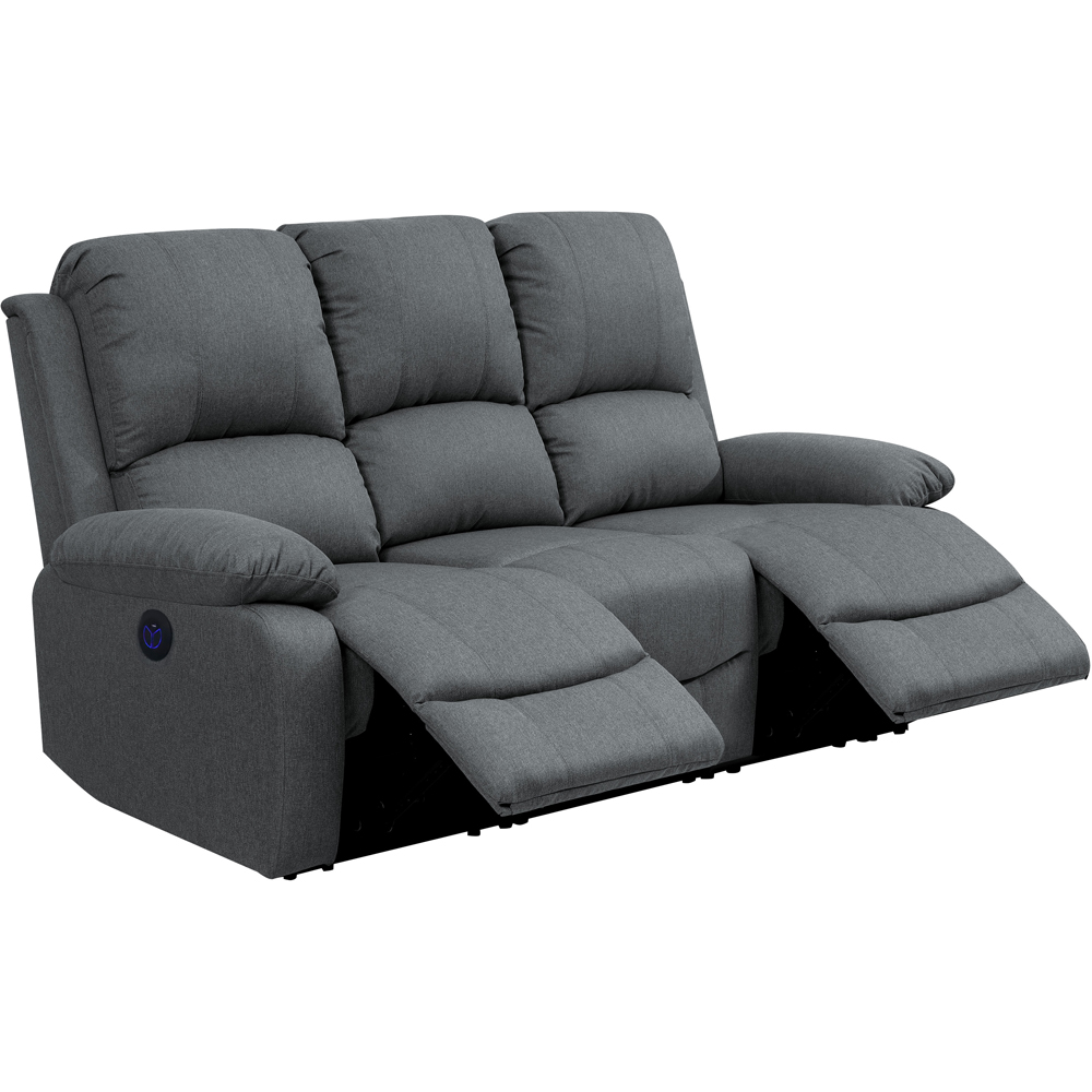 Comfy Living 3 Seater Dark Grey Linen Electric Recliner Sofa Image 4