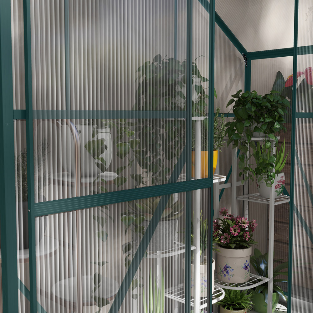 Outsunny Green Aluminium Polycarbonate 6 x 2.5ft Greenhouse Image 3