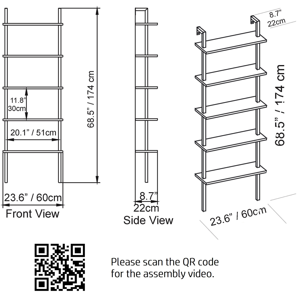 Decorotika Piante 5 Shelf White Bookshelf Image 5