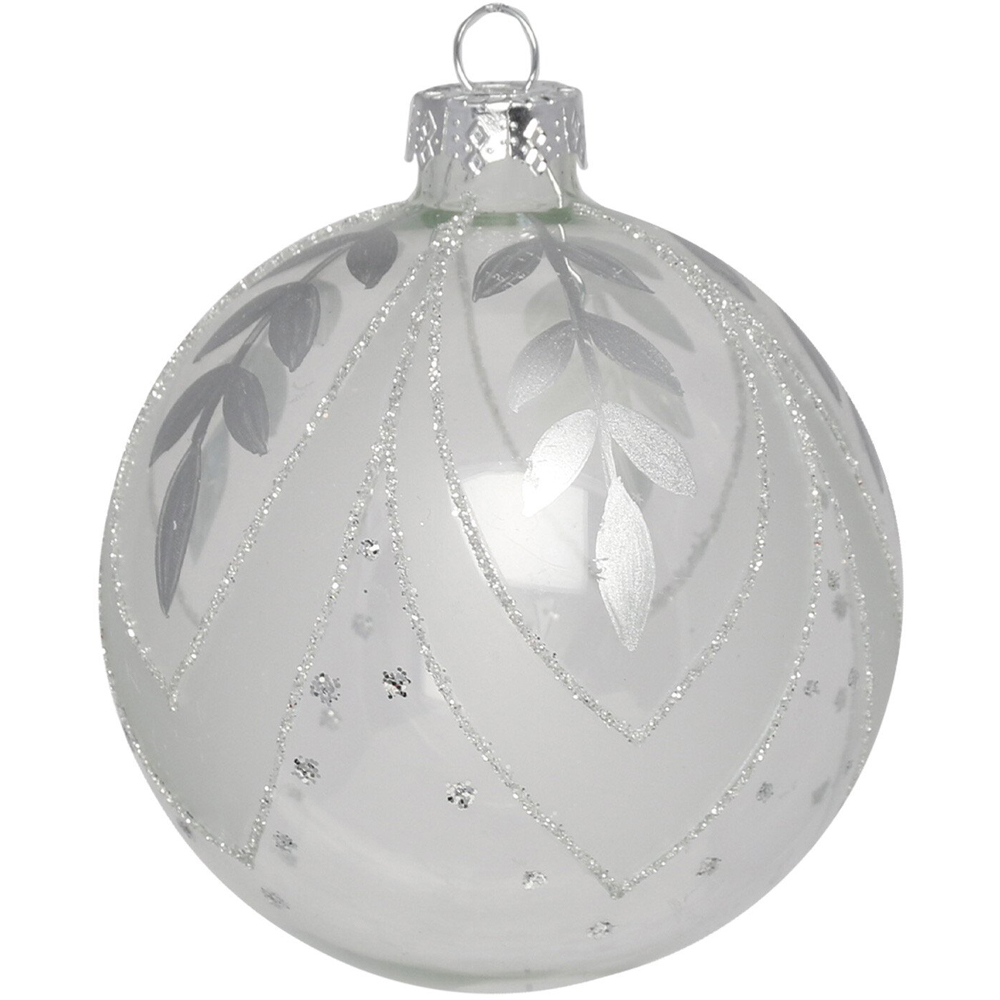 Single Alpine Lodge Silver Glitter Mottled Bauble in Assorted styles Image 3