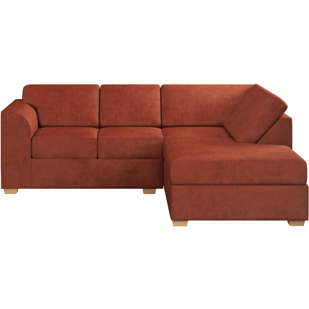 Modo 3 Seater Marmalade Plush Velvet Right Hand Fixed Back L-Shape Corner Sofa Image 3