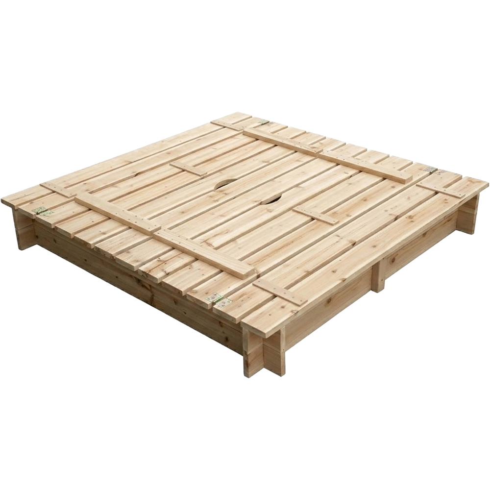 Charles Bentley Wooden Sandpit with Fold Down Benches Image 4