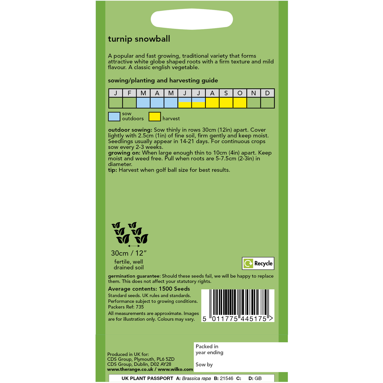 Wilko Turnip Snowball Seeds Image 2