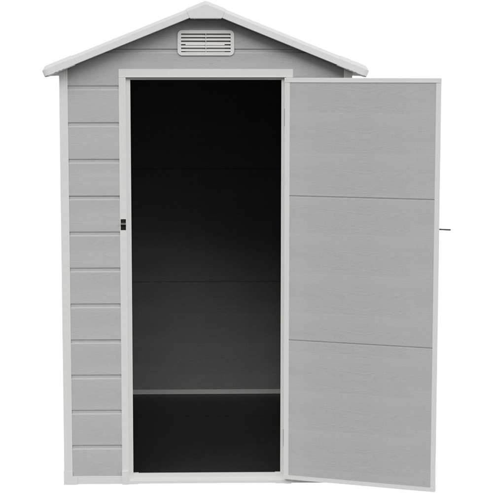 Living and Home 4 x 6ft Smokey Grey Wood Grain Plastic Garden Storage Shed with Floor Image 4