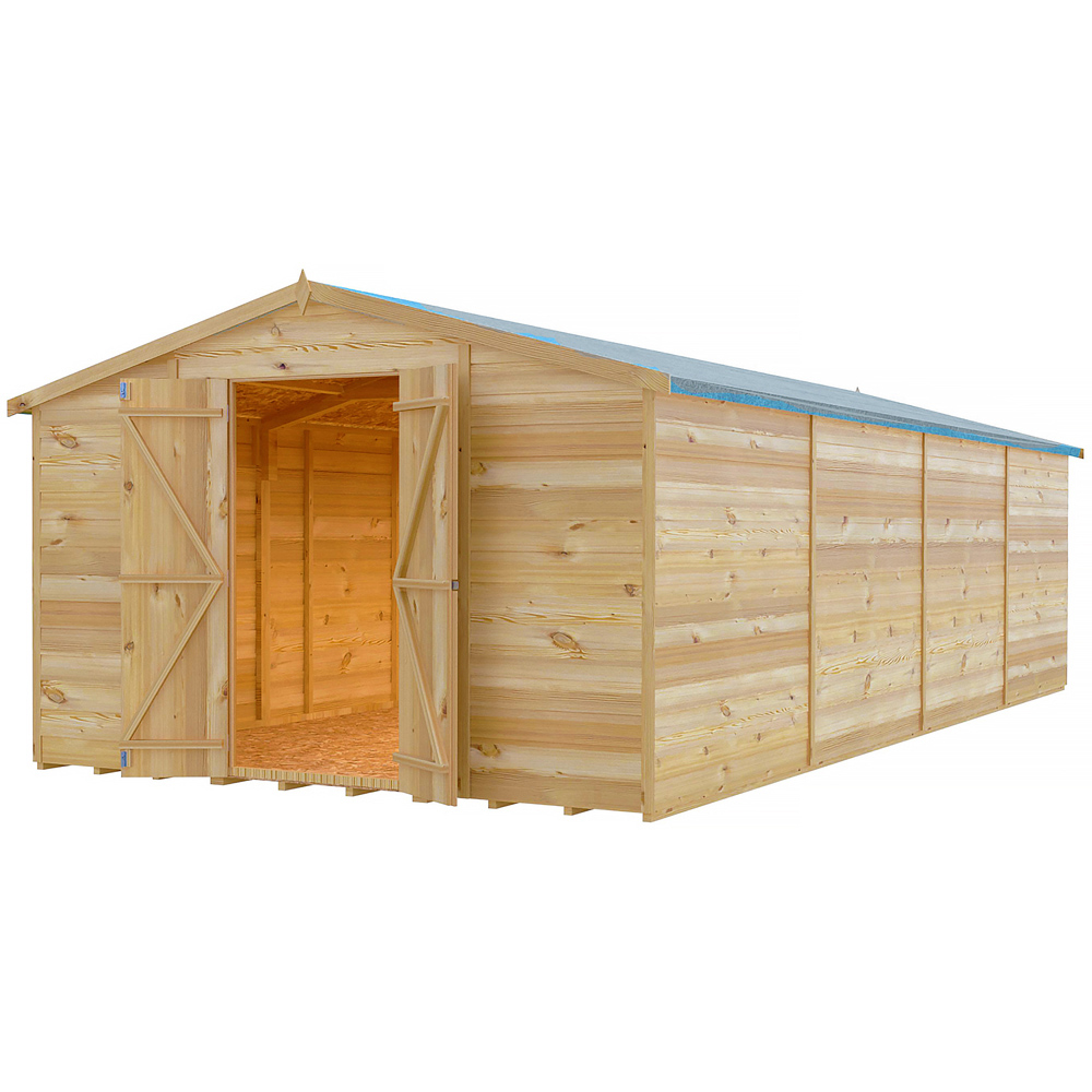 Shire 10 x 20ft Double Door Overlap Apex Wooden Shed Image 1