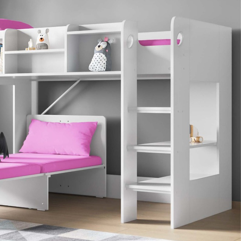 Flair Wizard White Junior High Sleeper with Hot Pink Futon Image 3