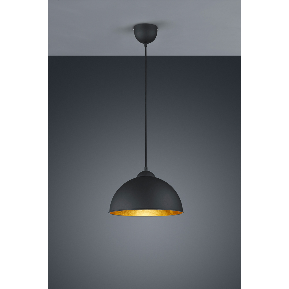 TRIO Jimmy Matt Black and Gold Ceiling Pendant Light Image 2