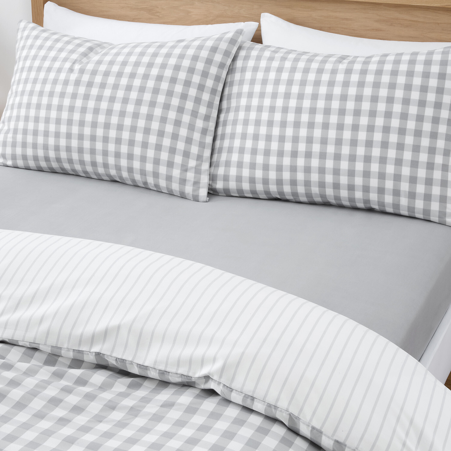 Morgan Check Bedding Set - Grey / Single Image 6