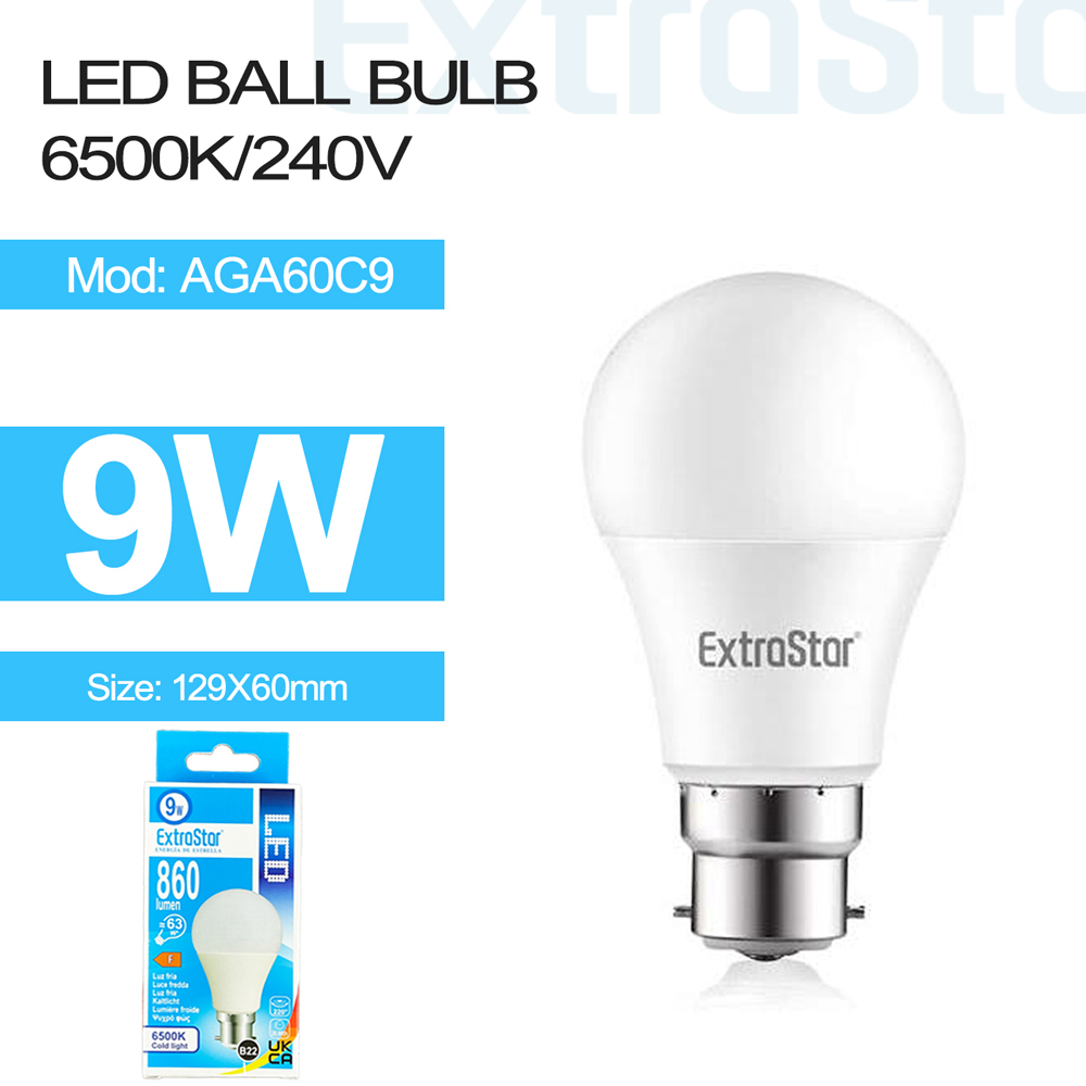 ExtraStar 10 Pack B22 9W Daylight Ball LED Light Bulb Image 2