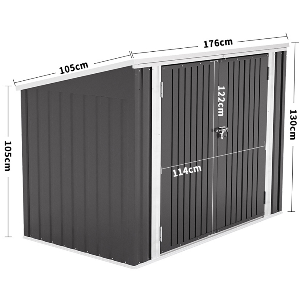 Living and Home 4.2 x 5.7ft Black Steel Trash Can Storage Shed Image 8