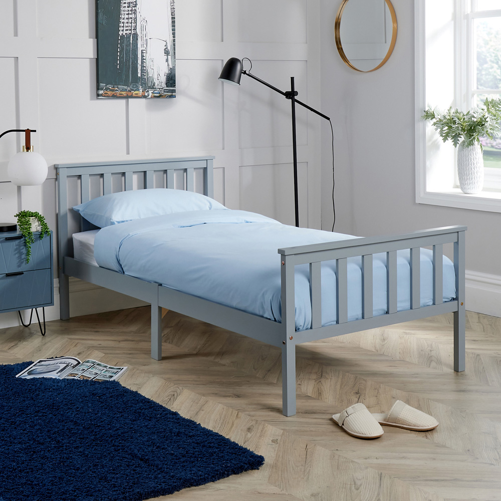 Home Source Florida Single Grey Wooden Bed Frame Image 6