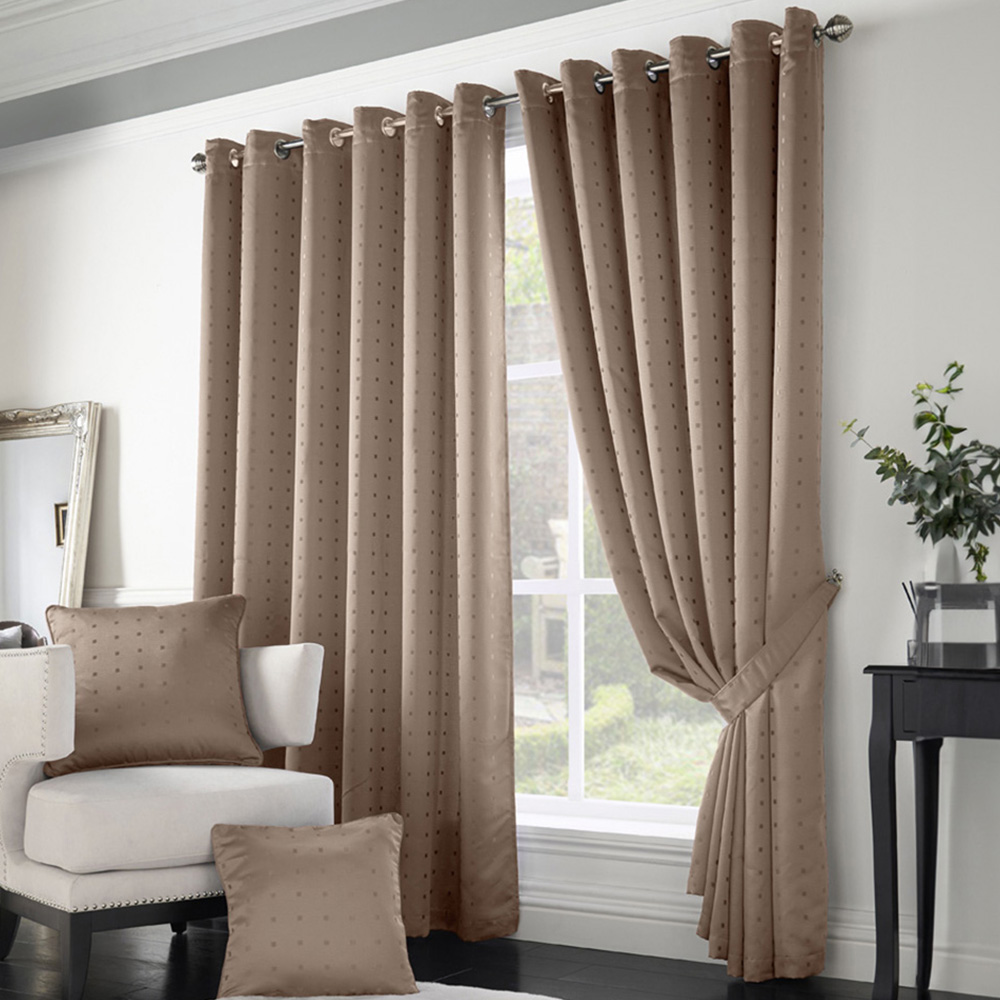Alan Symonds Madison Latte Ring Top Curtain 168 x 183cm Image 1