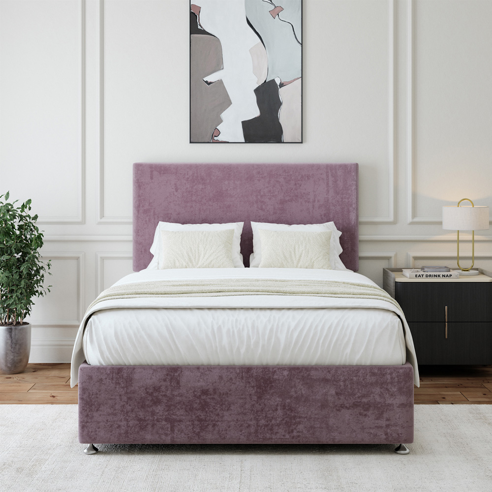 Bedmaster Single Mauve Naples Linen Divan Base with Valencia Headboard Image 3