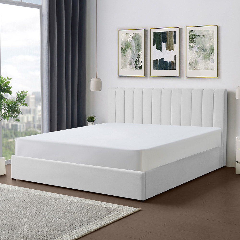 Brooklyn Evelynne Super King Light Grey Linen Ottoman Bed Image 4