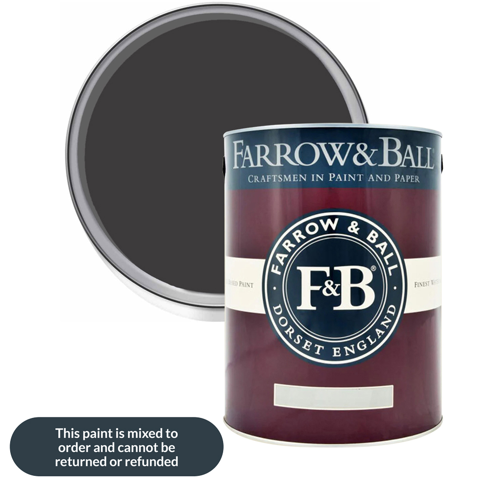 Farrow & Ball Estate Eggshell Pitch Black Satin Paint 5L Image 1
