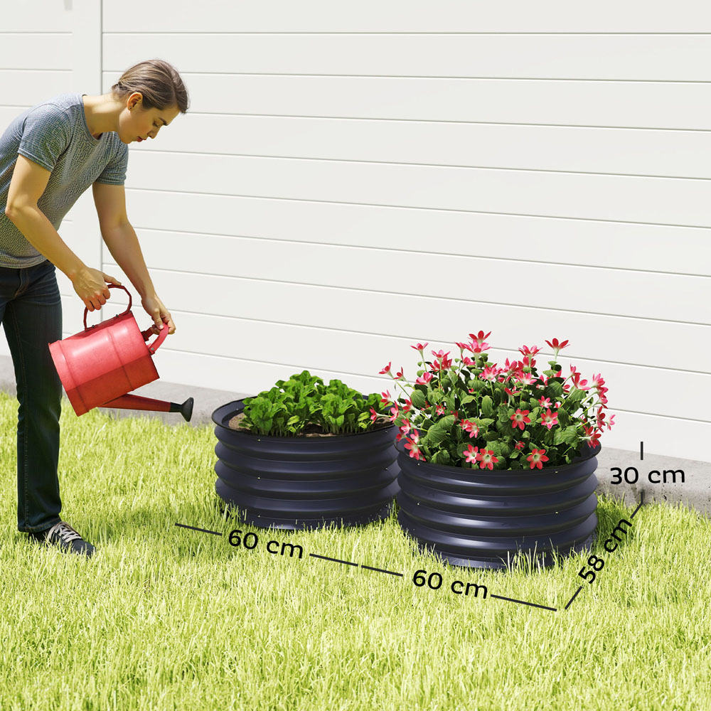 Outsunny Grey Galvanised Steel Raised Garden Bed Planter with Safety Edging 2 Pack Image 8