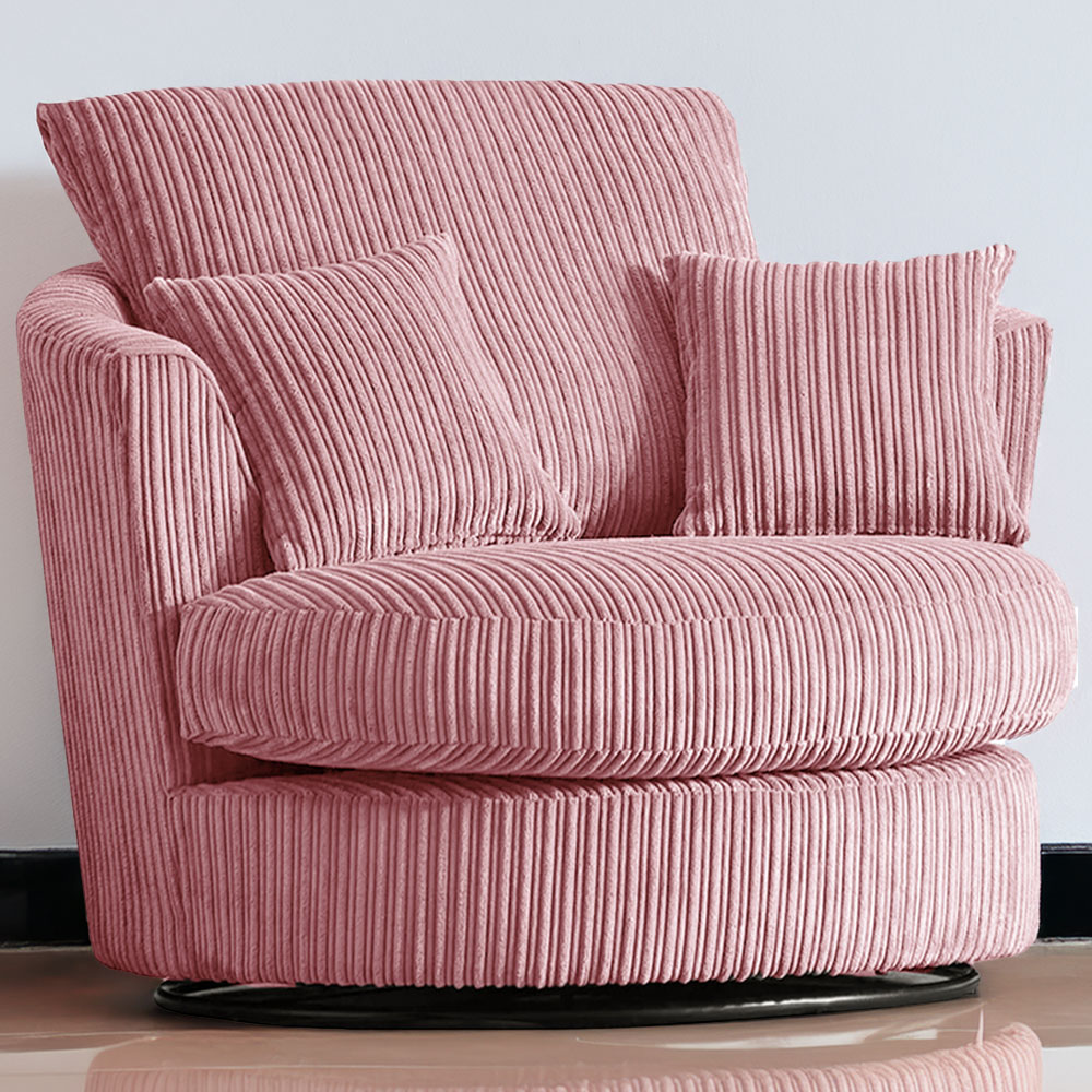 Luxor Pink Jumbo Cord Swivel Chair Image 1