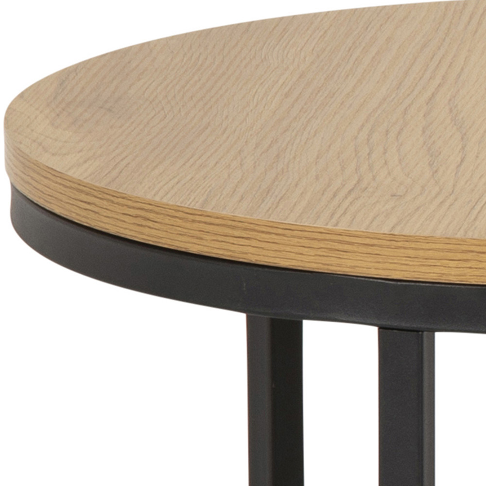 Florence Spiro Oak and Black Round Nest of Tables Set of 2 Image 5