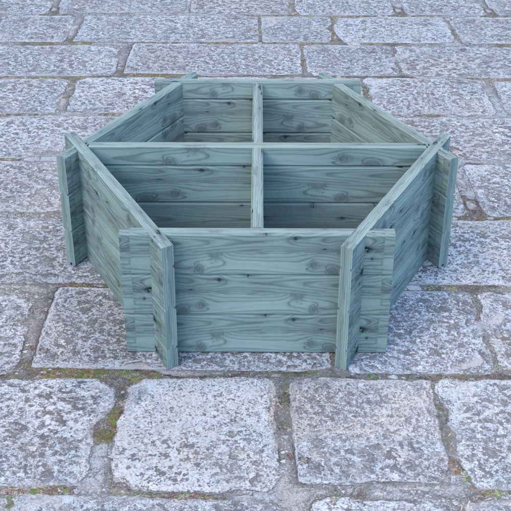 Shire GB 4 Plant Larch Wood Hexagonal Planter 100cm Image 2