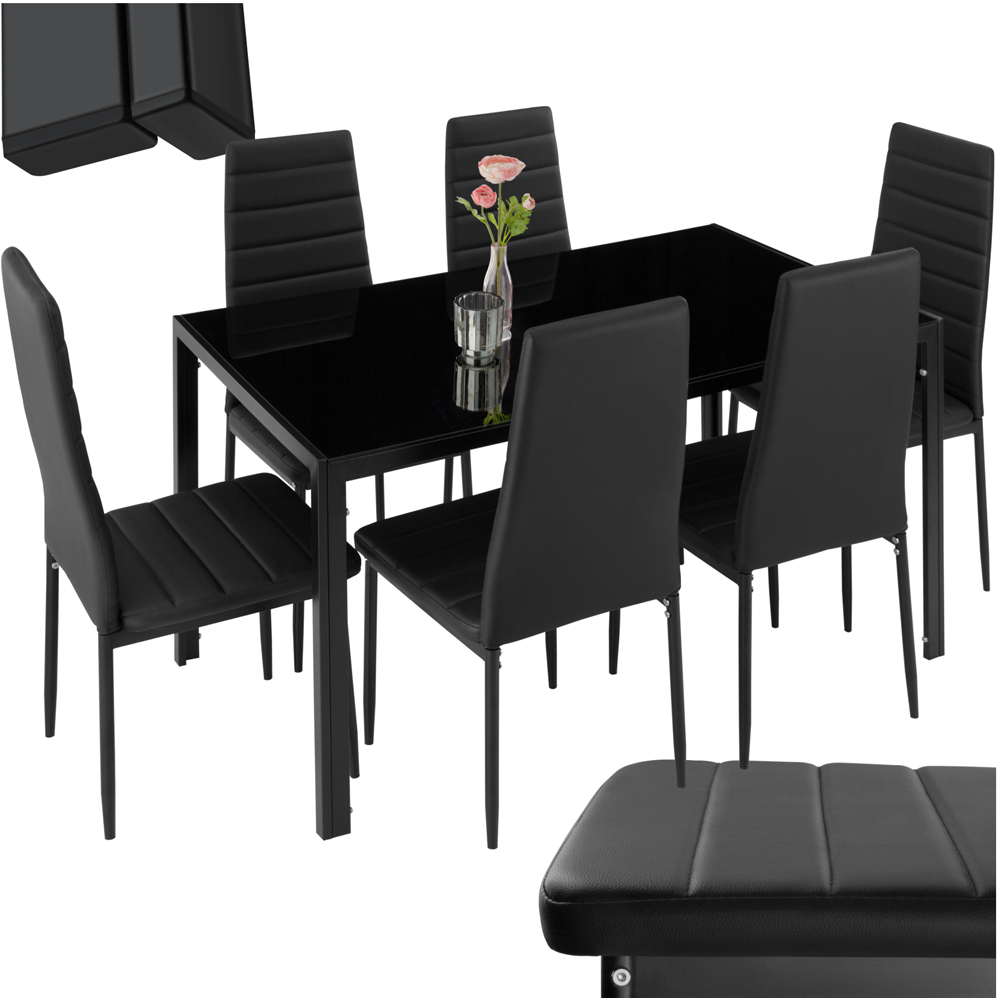 Tectake 6 Seater Black Dining Set Image 2