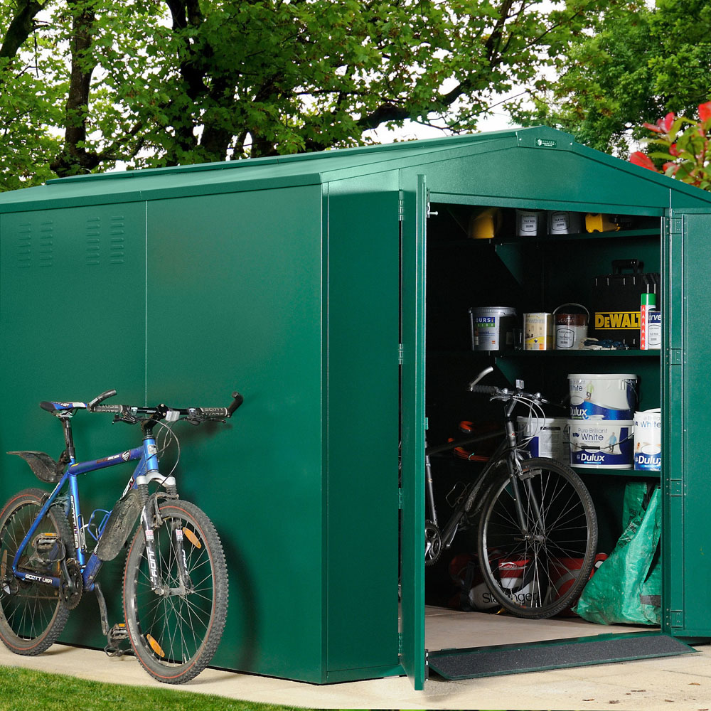 Asgard Gladiator 7 x 11ft Double Door Cream High Security Apex Bike Shed Image 2