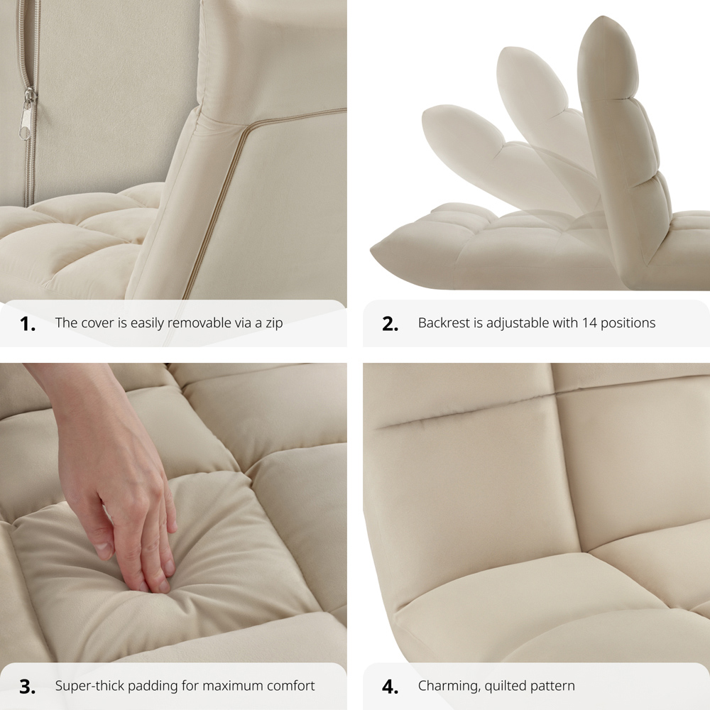 tectake Snooze 2 in 1 Beige Recliner Armchair and Lounger Image 6