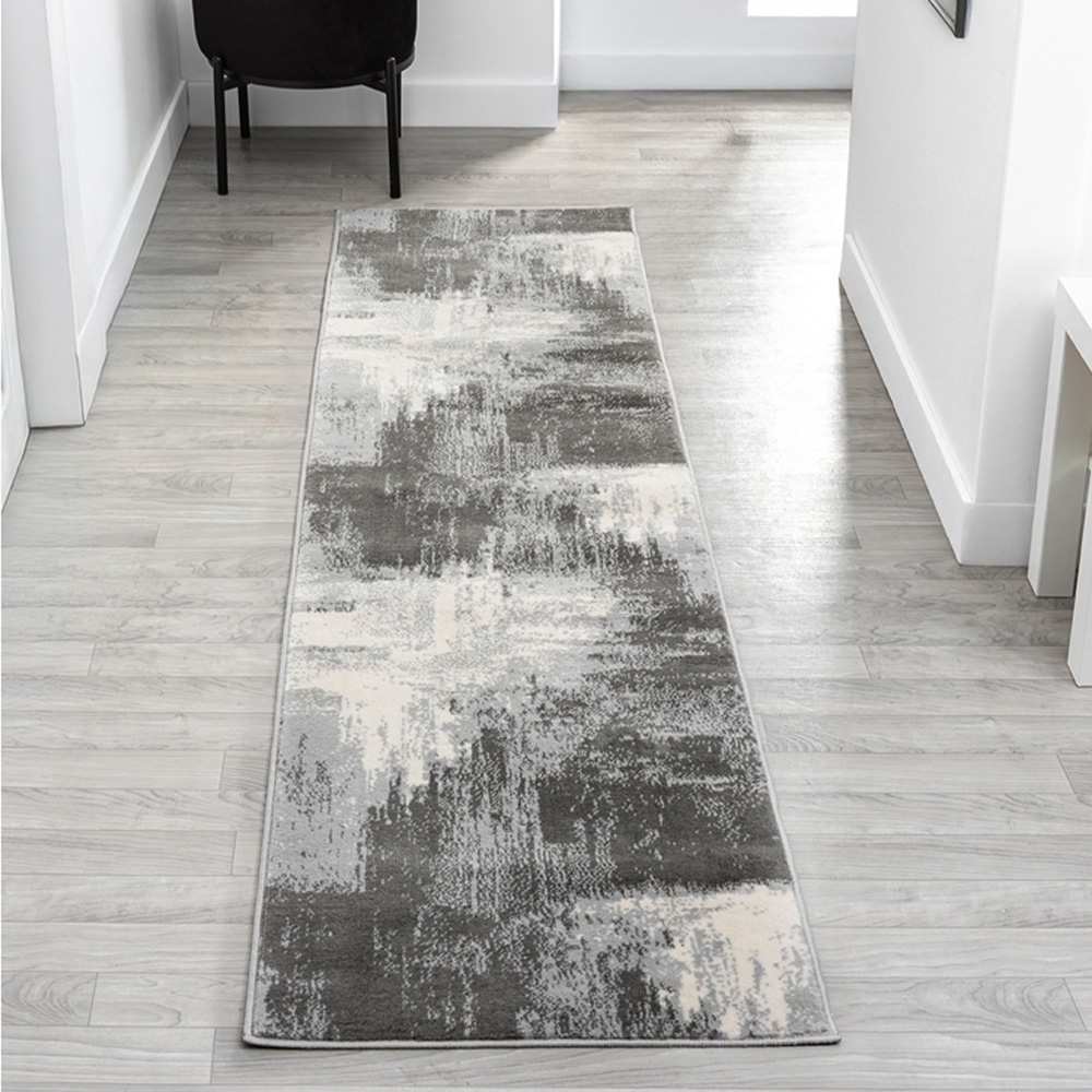 Desire Rugs Obsidian Grey Craft Abstract Rug 60 x 220cm Image 2