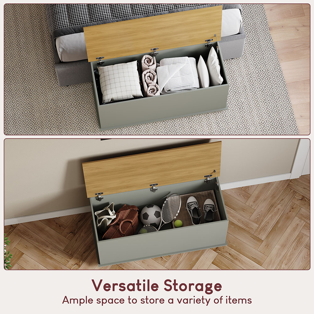 Vida Designs Arlington Grey and Oak Wooden Storage Ottoman Image 6