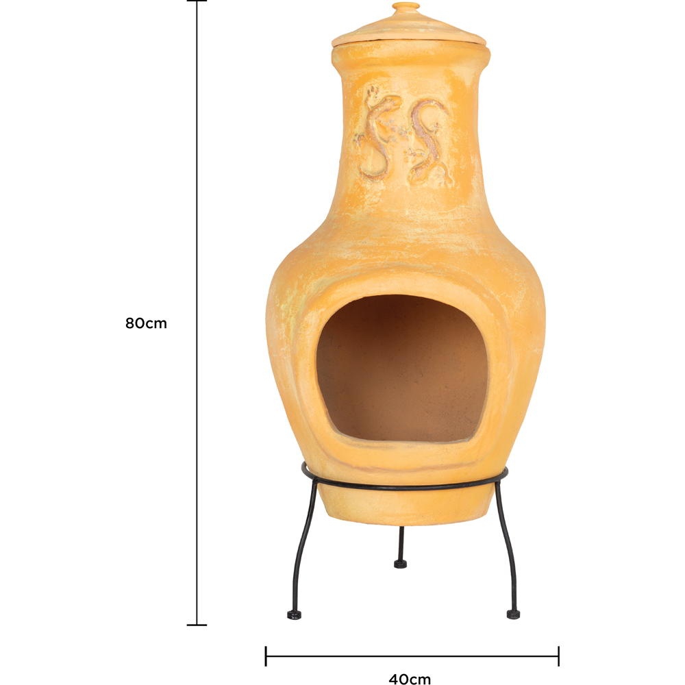 Charles Bentley Snug Malaga Lizard Design Large Natural Clay Chiminea Image 9