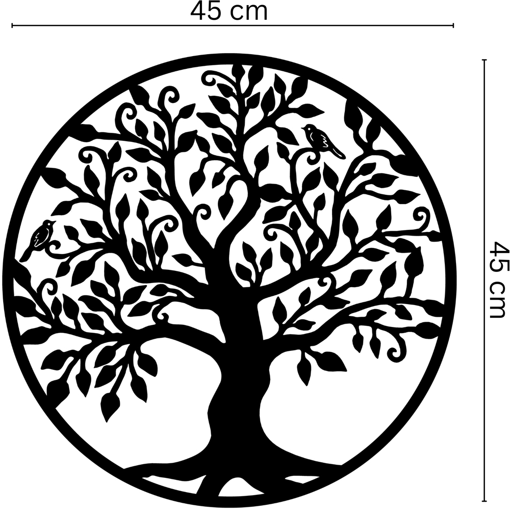 Decortie Tree of Life with Birds Black Metal Wall Decor Image 5