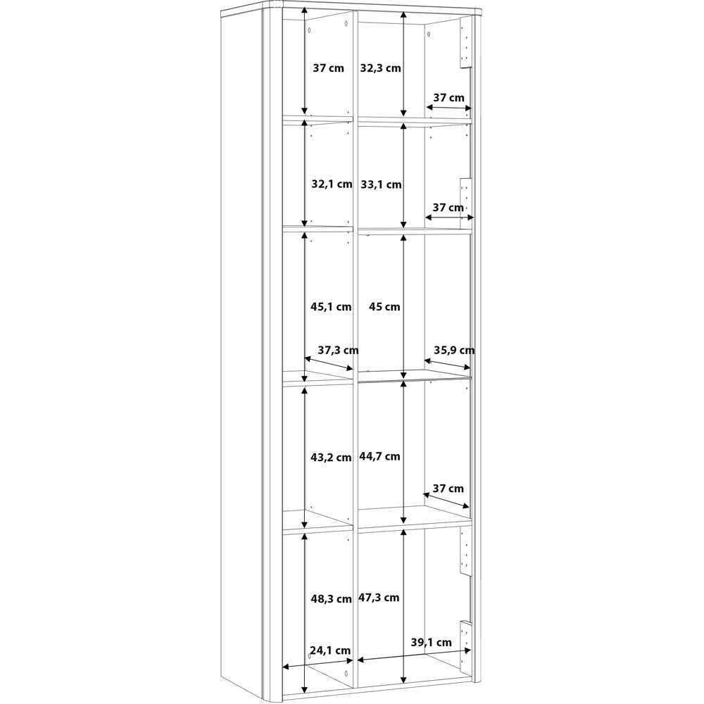 Florence Klara 2 Door Grey and Oak Glass Display Cabinet with LED Lighting Image 9