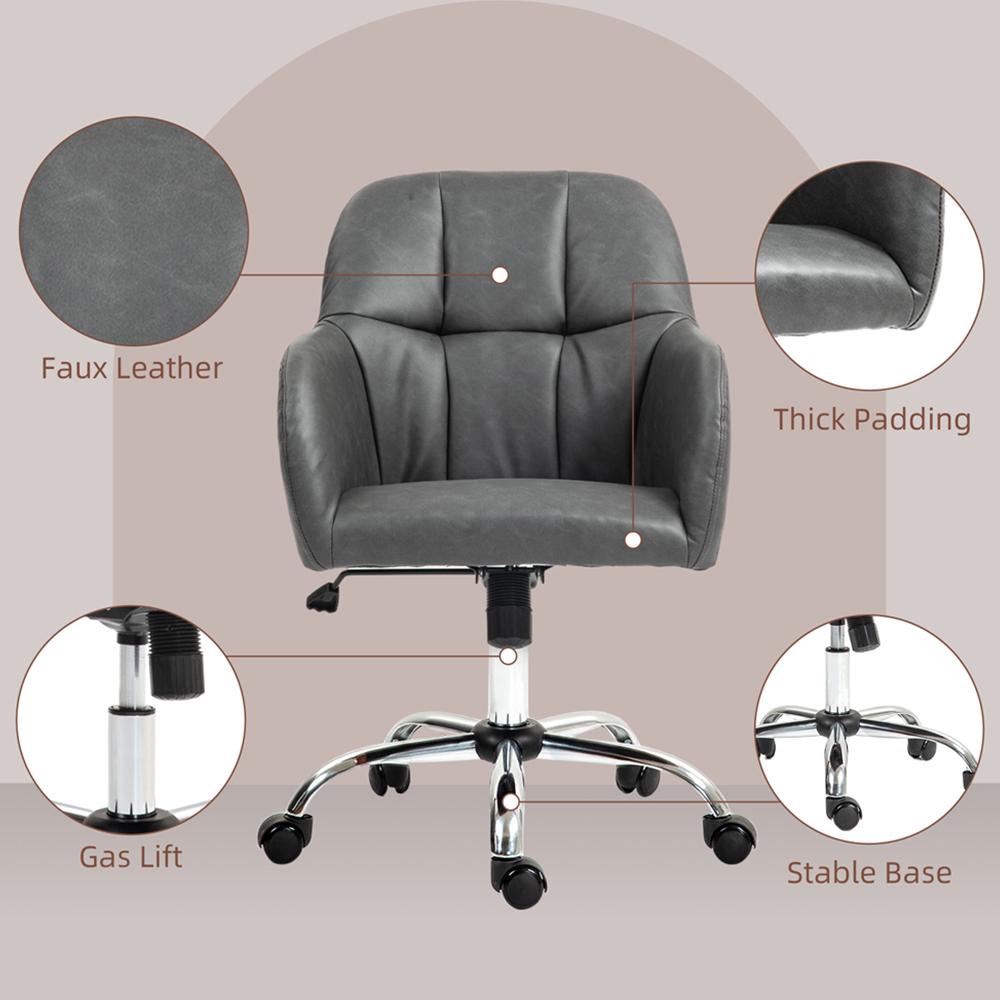 Portland Grey PU Leather Swivel Office Chair Image 7