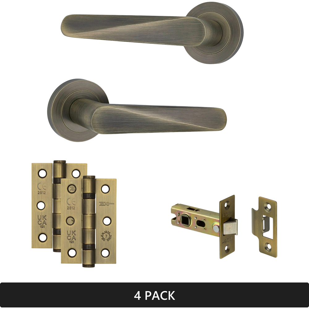 AXS Hardware Detroit Antique Brass Latch Door Handles on Rose 4 Pack Image 7