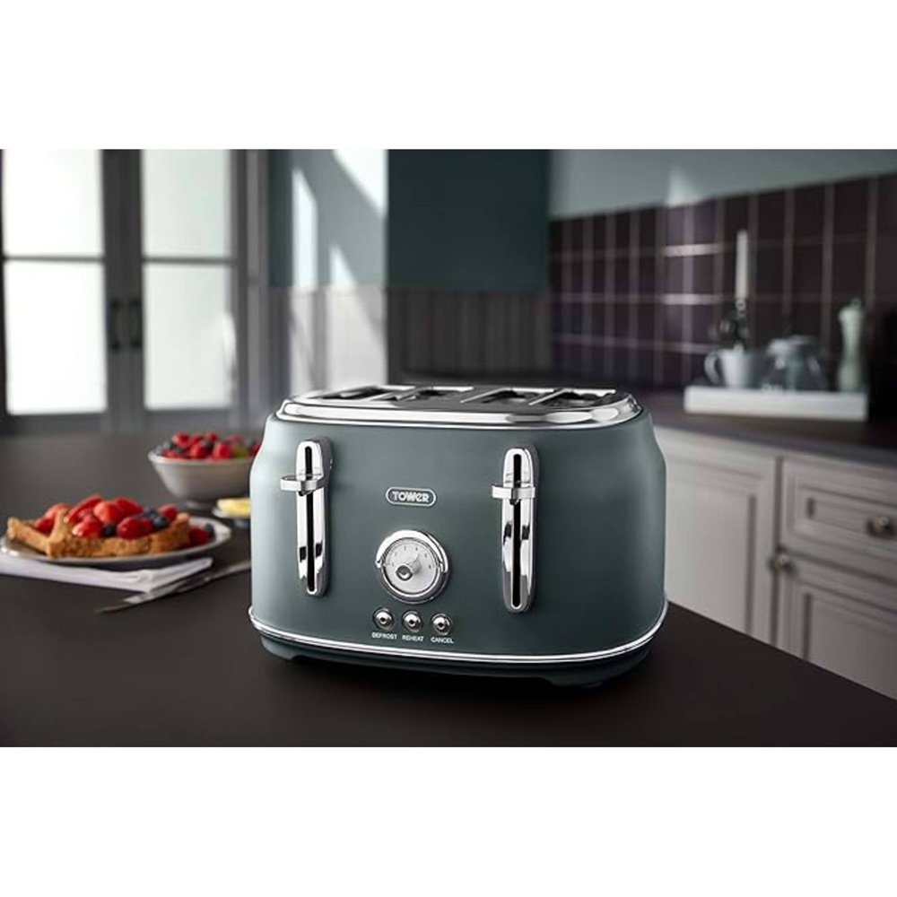 Tower Renaissance EEJB196 Forrest Green 4 Slice Toaster and 1.7L Kettle Bundle Image 3