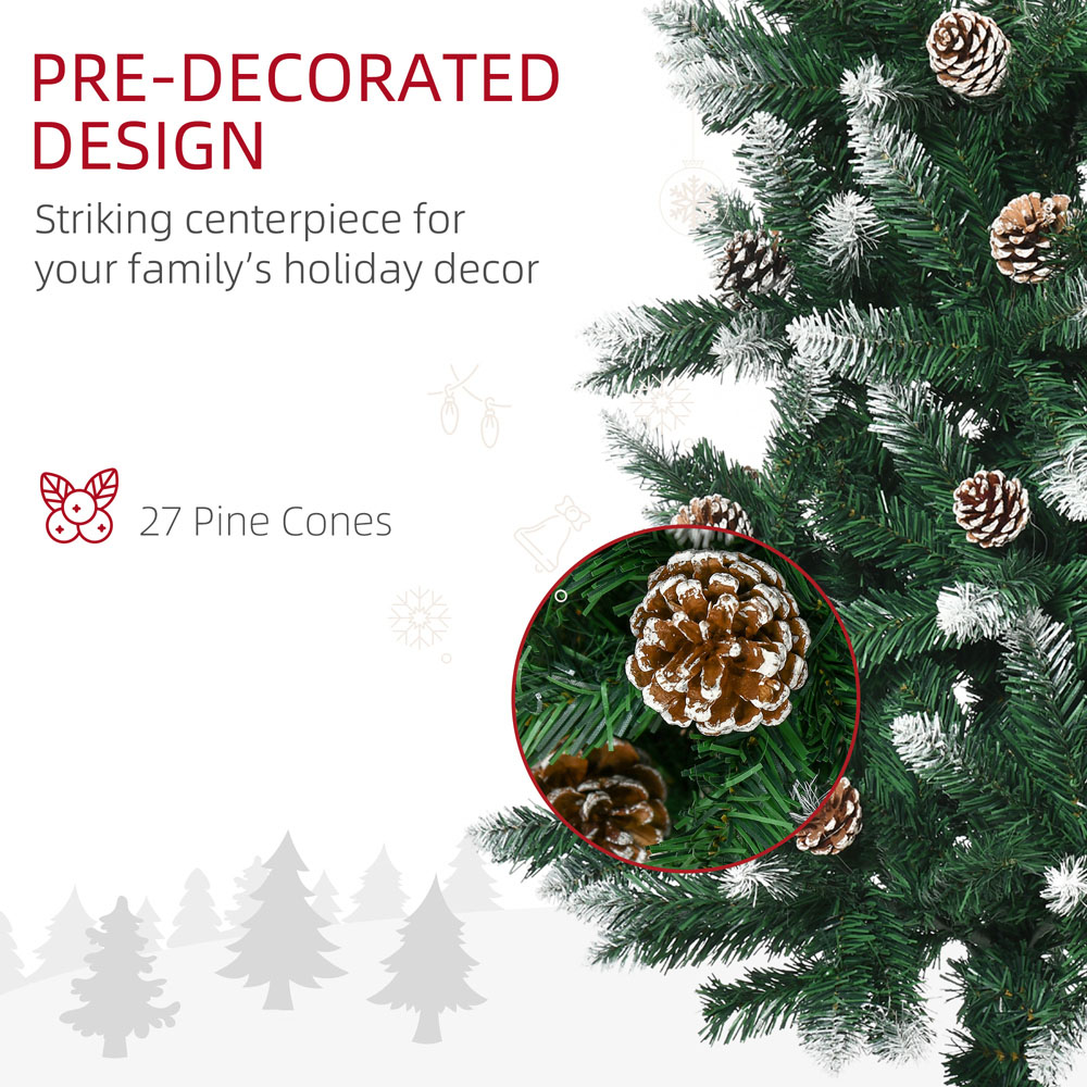 Everglow Green Snow Artificial Christmas Tree with Pinecones 5ft Image 6