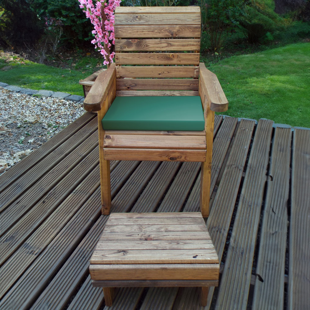 Charles Taylor Single Seater Lounger with Green Cushions Image 1