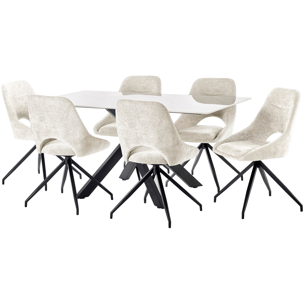 Julian Bowen Jonah Set of 2 Cream Chenille Upholstered Swivel Dining Chair Image 6
