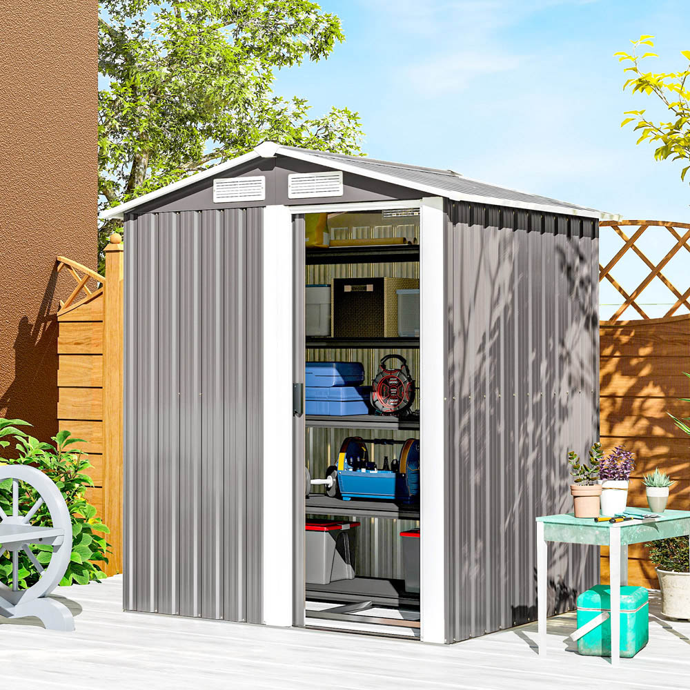 Outsunny 5 x 4.3ft Metal Tool Storage Shed with Sliding Door Image 2