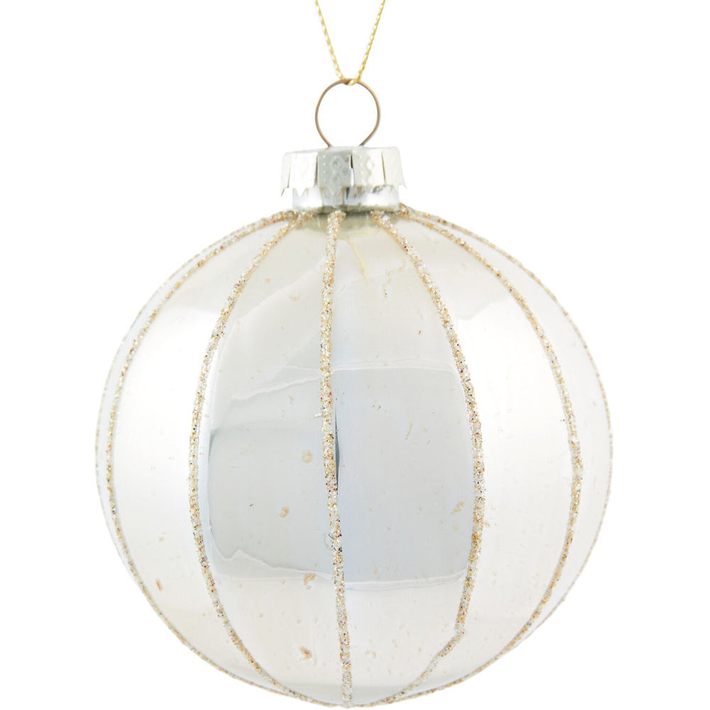 Shiny Gold Striped Bauble Image 2