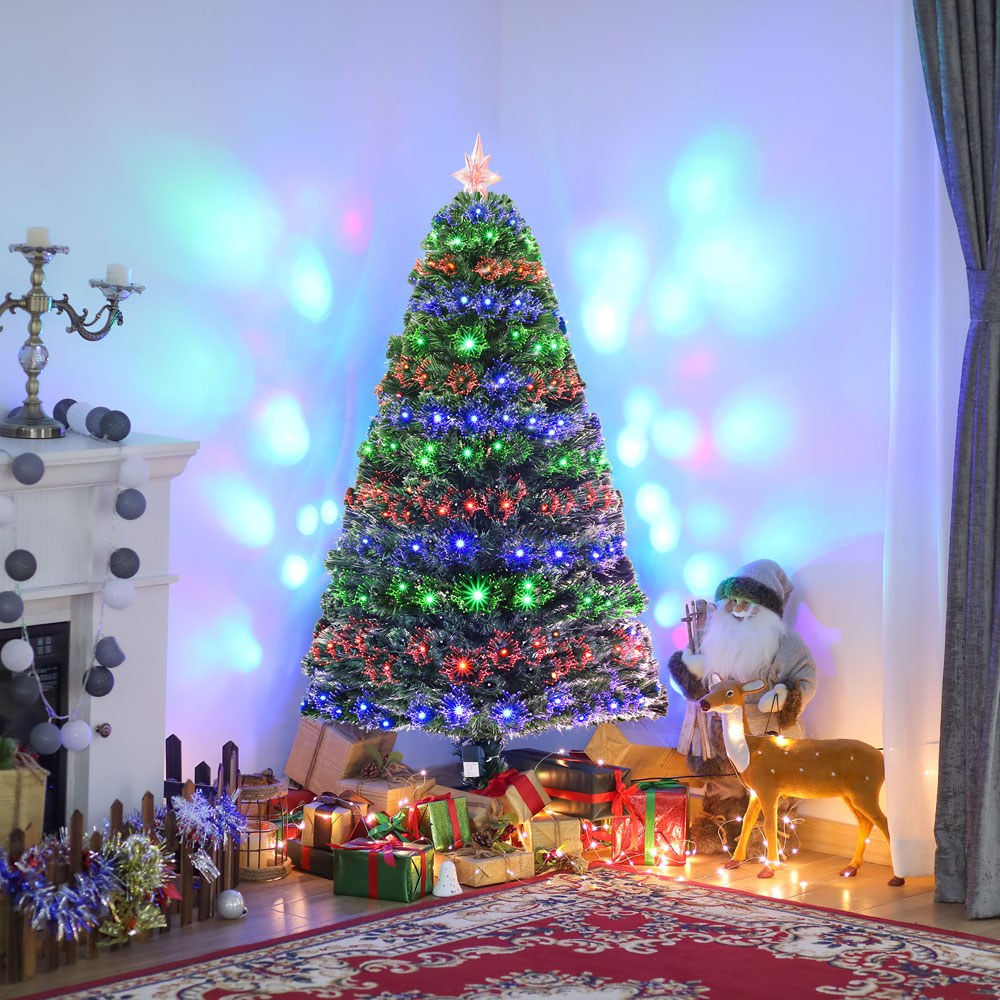 Everglow Multicolour Fiber Optic LED Green Artificial Christmas Tree 5ft Image 2