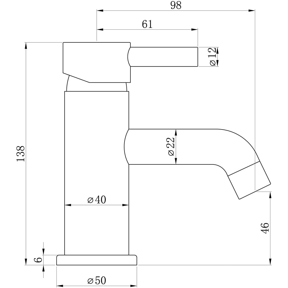 Bathstore Newton Brushed Brass Mono Cloakroom Basin Mixer Image 4
