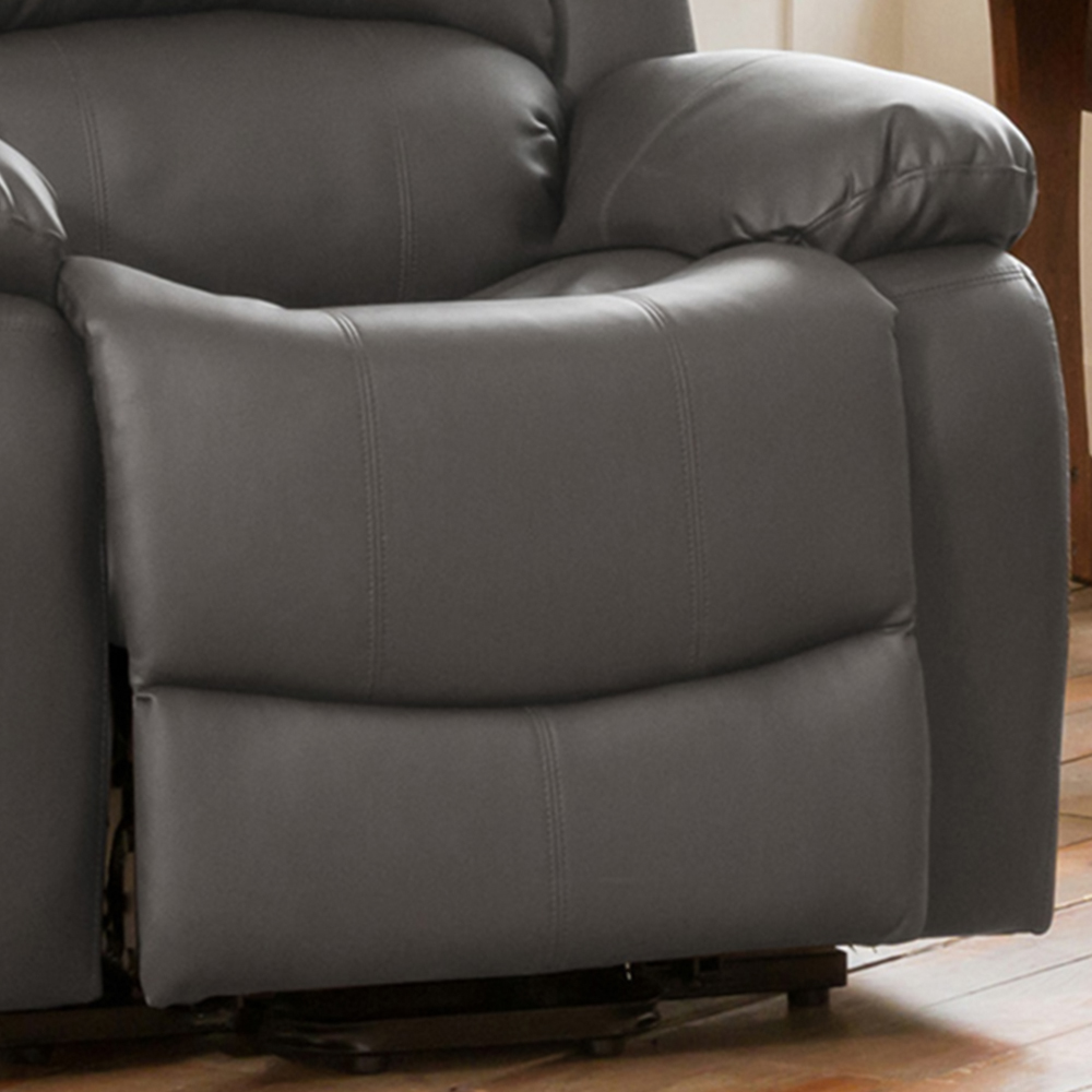 Glendale Single Seater Grey Bonded Leather Manual Recliner Sofa Image 3
